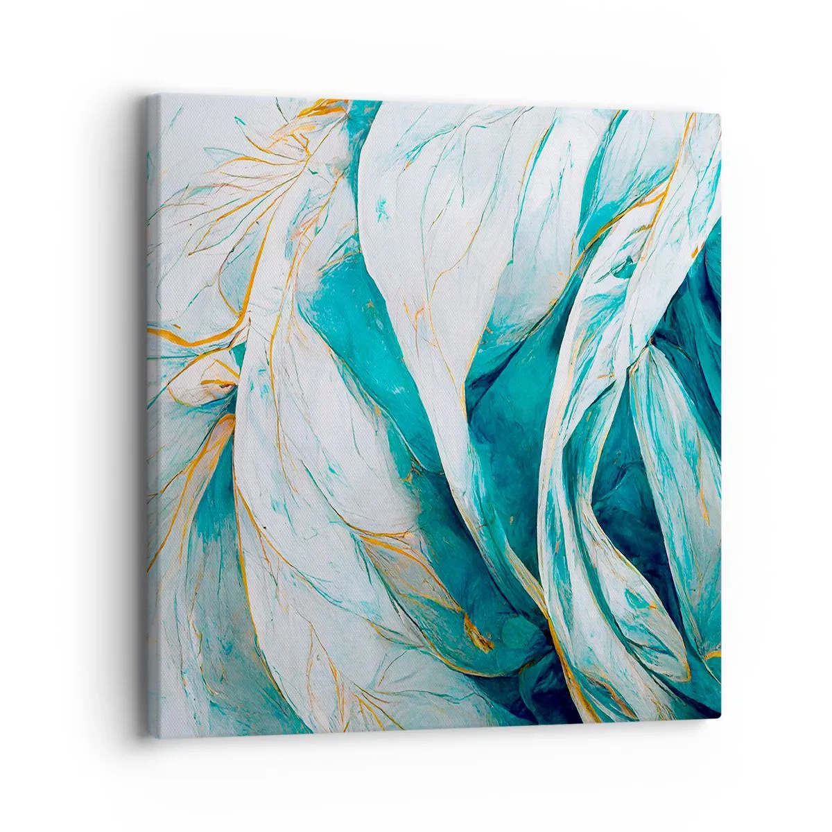 Tablou pe pânză - Abstractul albastru cu motiv auriu - 30x30 cm