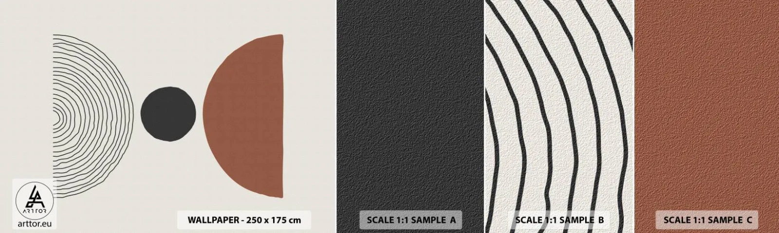 Mostră de Tapet Standard Eco - În centrul atenției - Abstracția, Bucată, Semicercuri - 100x30 cm