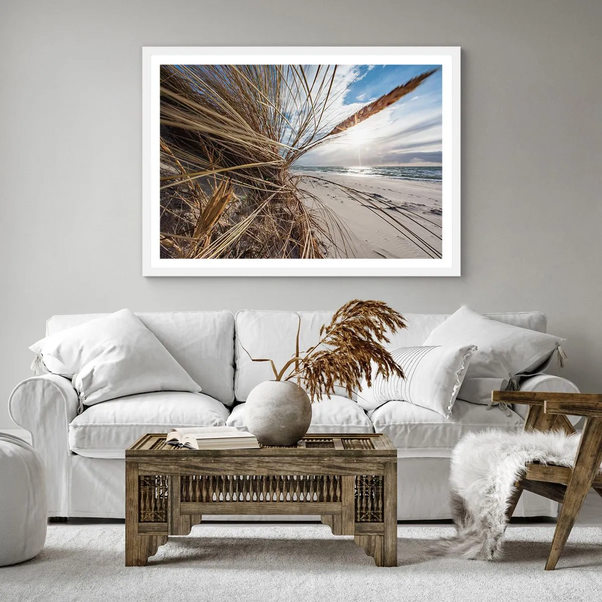 Poster în ramă albă - O întâlnire a elementelor - 50x50 cm