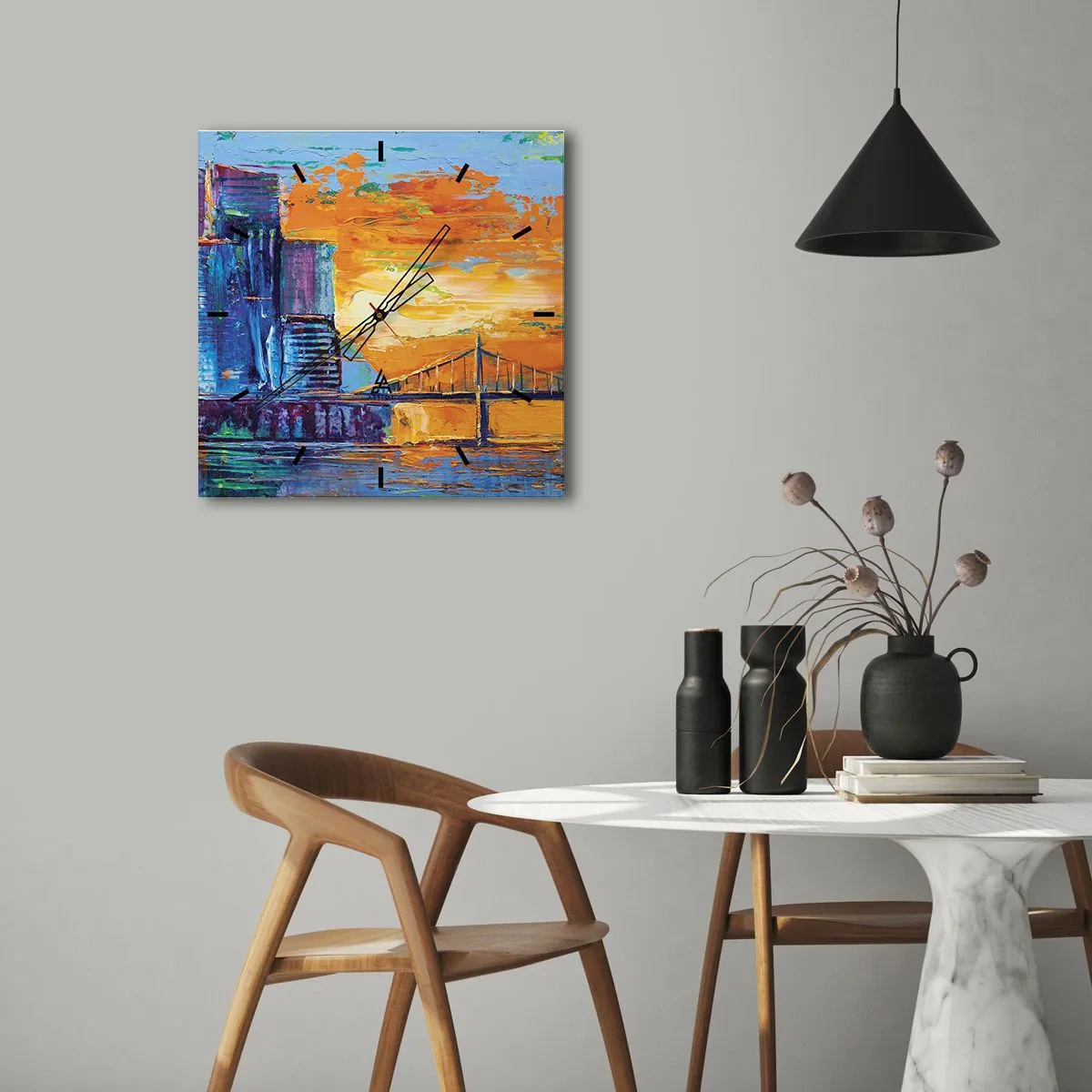 Ceas de perete - Ceas pe sticlă - Cultură și natură - 30x30 cm