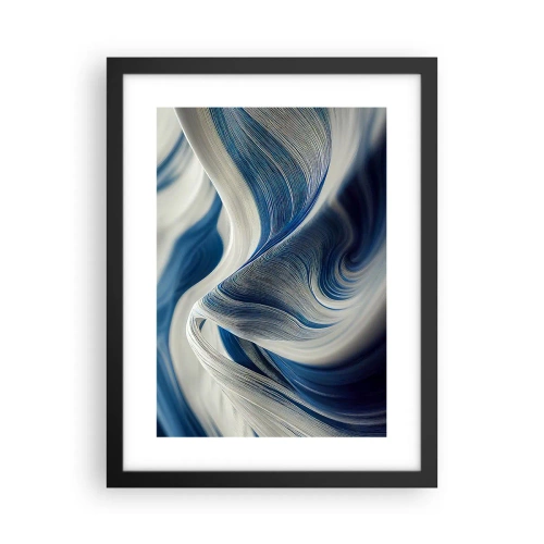 Poster în ramă neagră - Fluiditate de albastru și alb - 30x40 cm