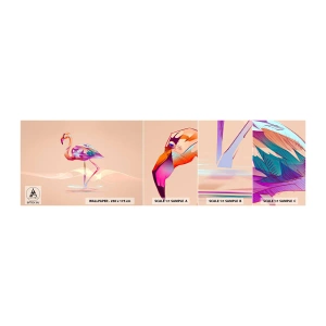 Mostră de Tapet Standard Eco - Pasăre de emoție bună - Flamingo, Pasăre, Abstracția - 100x30 cm