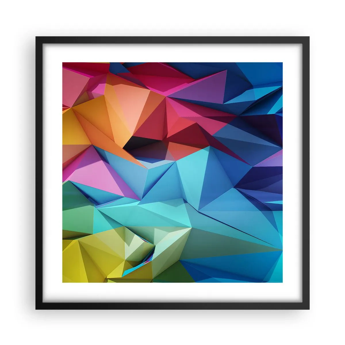 Poster în ramă neagră - Origami de curcubeu - 50x50 cm