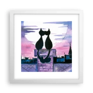 Poster în ramă albă - Rendez-vous sub lună - 30x30 cm