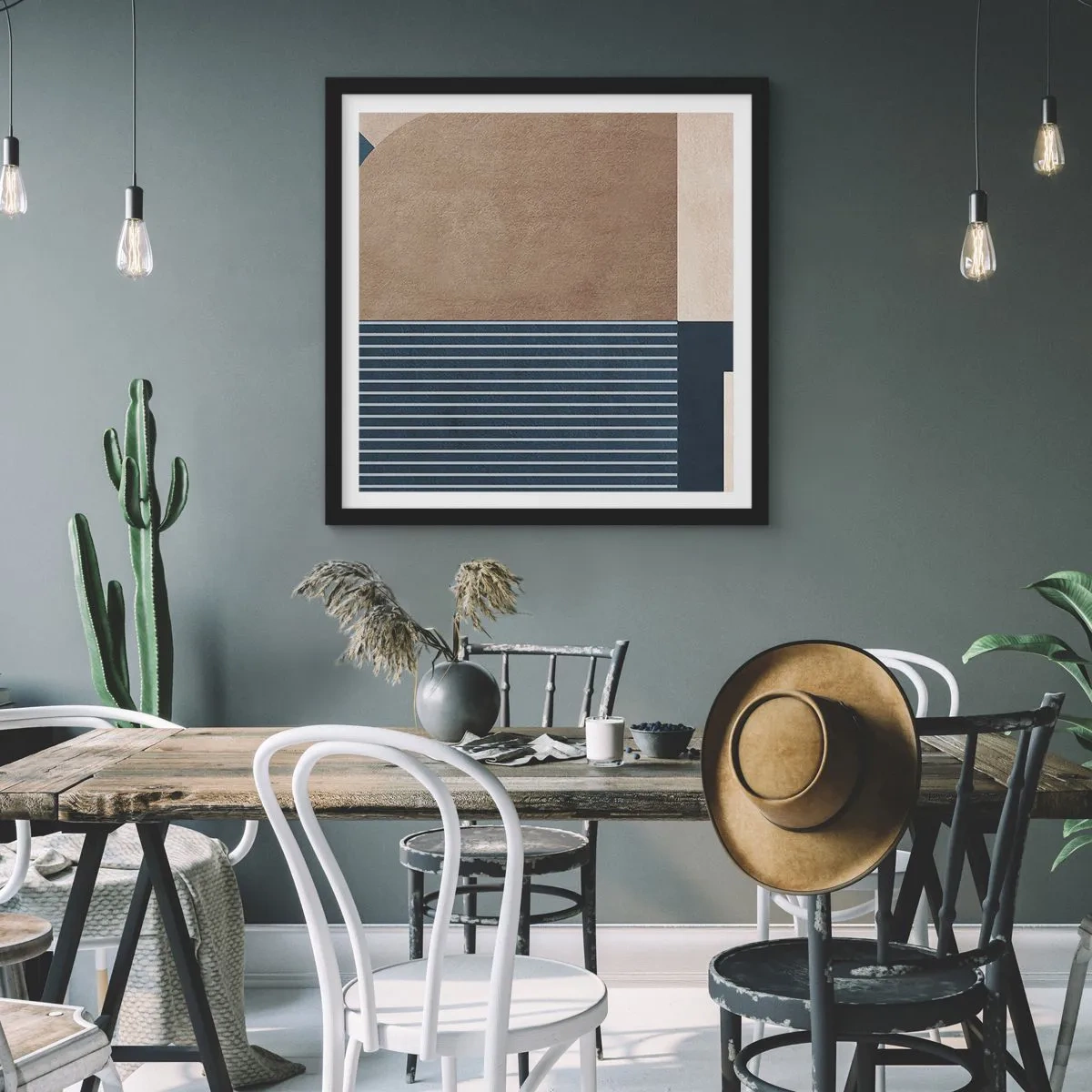 Poster în ramă neagră - Compoziție de simplitate și rotunjime - 30x30 cm