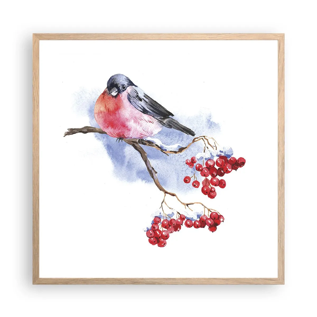 Poster în ramă de stejar deschis - Iarna în culori - 60x60 cm