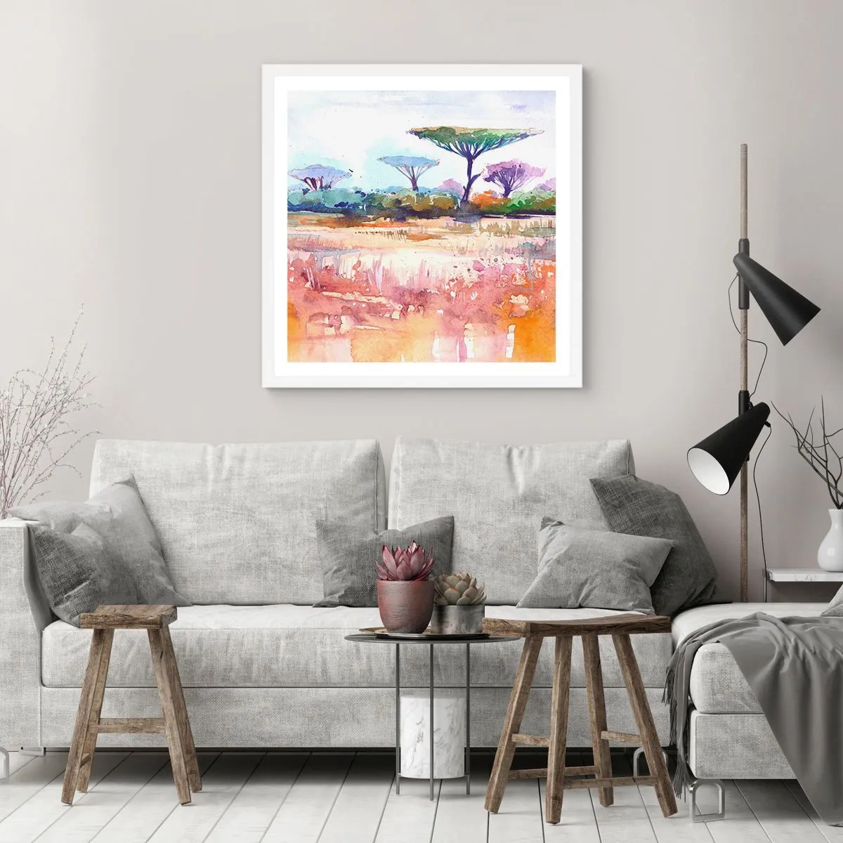 Poster în ramă albă - Culorile savanei - 60x60 cm