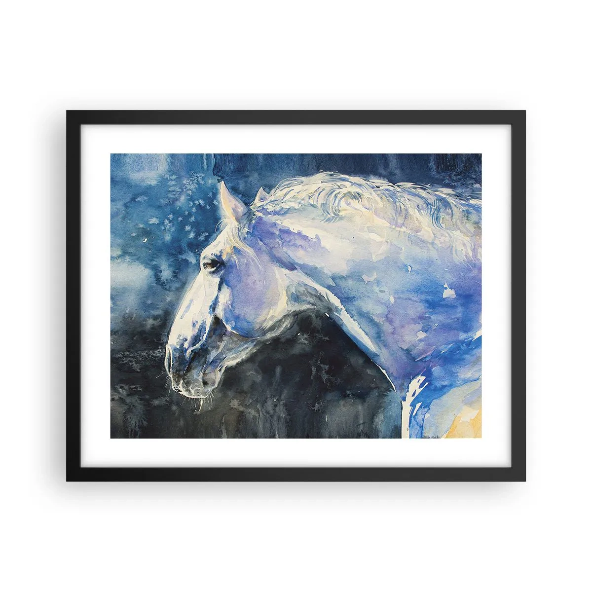 Poster în ramă neagră - Portret într-o strălucire albastră - 50x40 cm