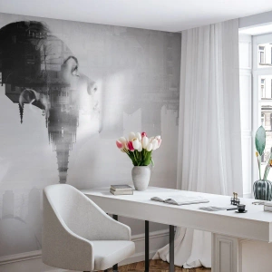 Fototapetă personalizată Standard Eco - Pe ambele părți ale geamului - Abstracția, Chipul de femeie, Arhitectură