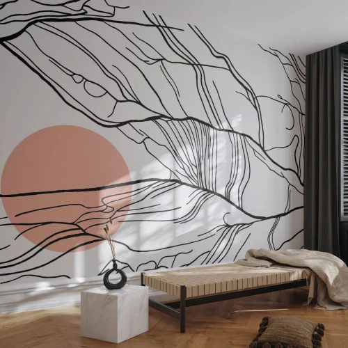 Tapet Premium Canvas - Într-o rețea de crengi - Abstracția, Grafică, Proiecta - 250x175 cm
