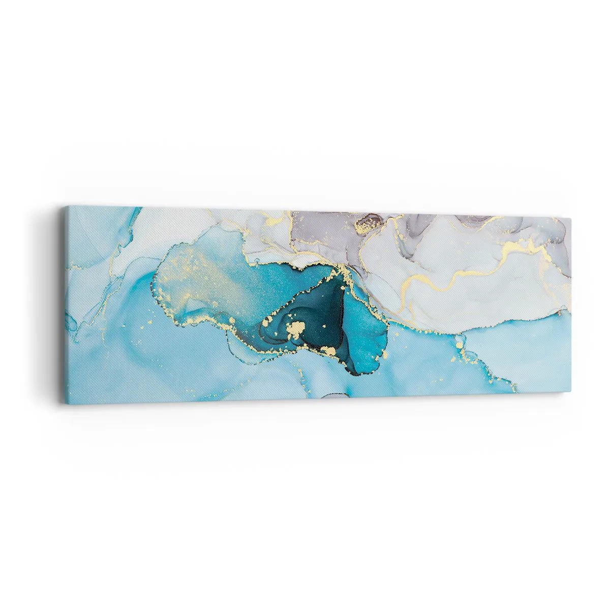 Tablou pe pânză - Un studiu al întâlnirii dintre gri și turcoaz - 90x30 cm