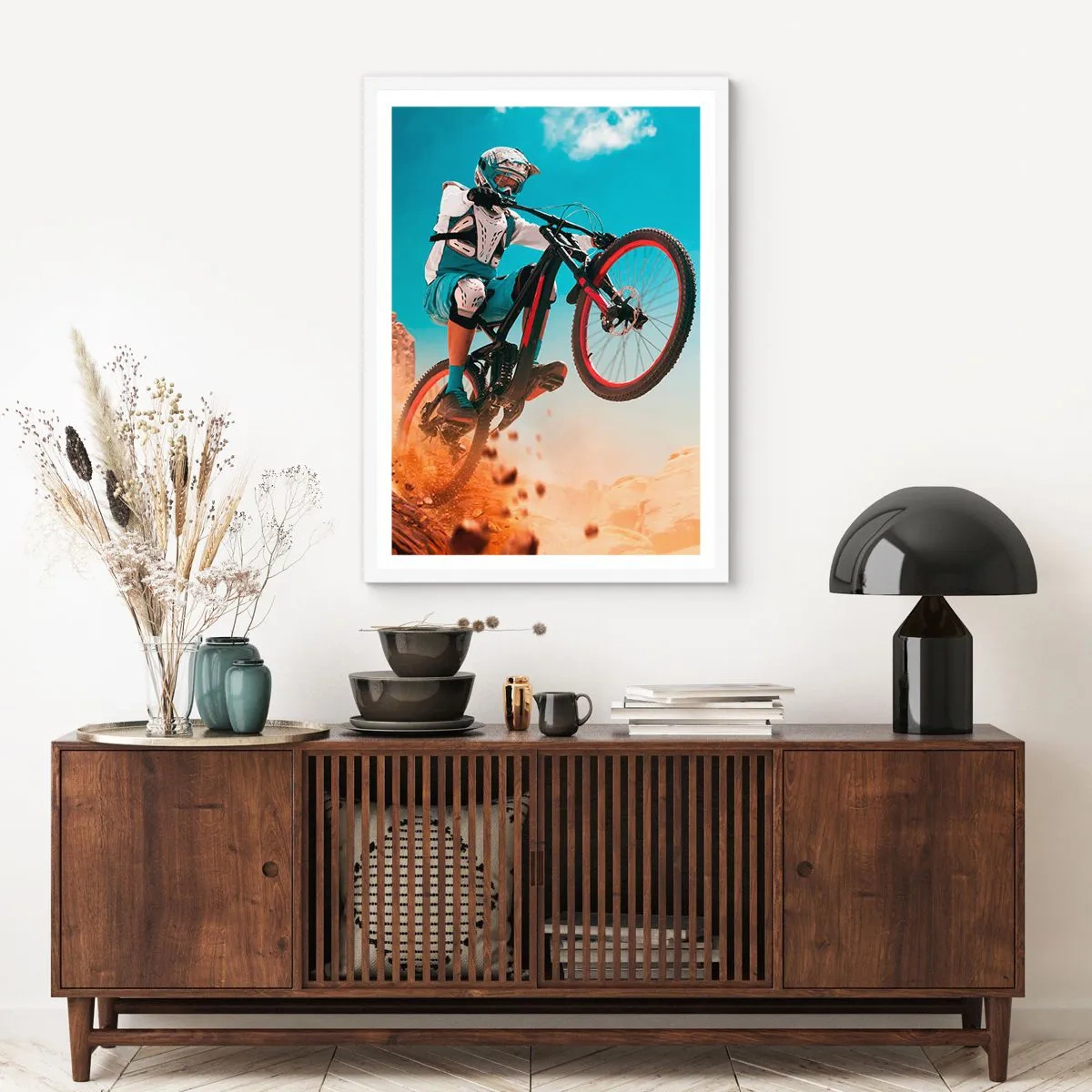 Poster în ramă albă - Nebunia demonului bicicletei - 40x50 cm