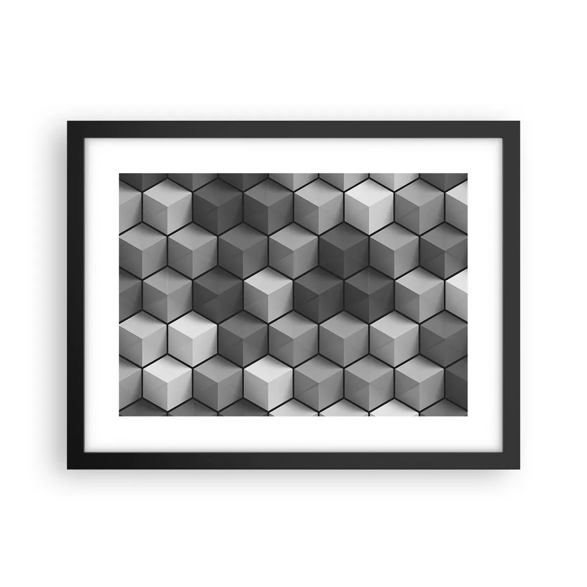 Poster în ramă neagră - Puzzle cubist - 40x30 cm