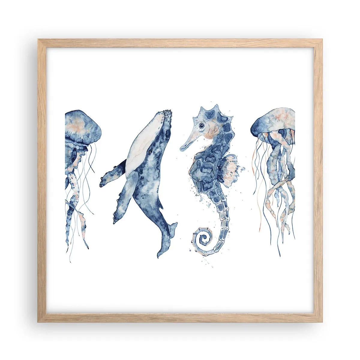 Poster în ramă de stejar deschis - Fauna marină sălbatică - 50x50 cm