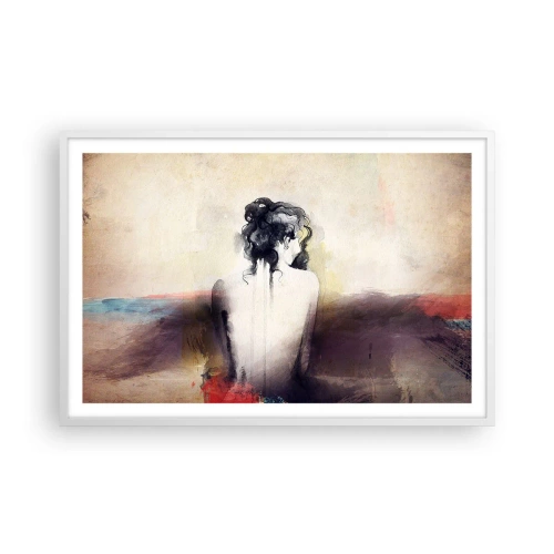 Poster în ramă albă - Linii moi, forme ovale - 91x61 cm