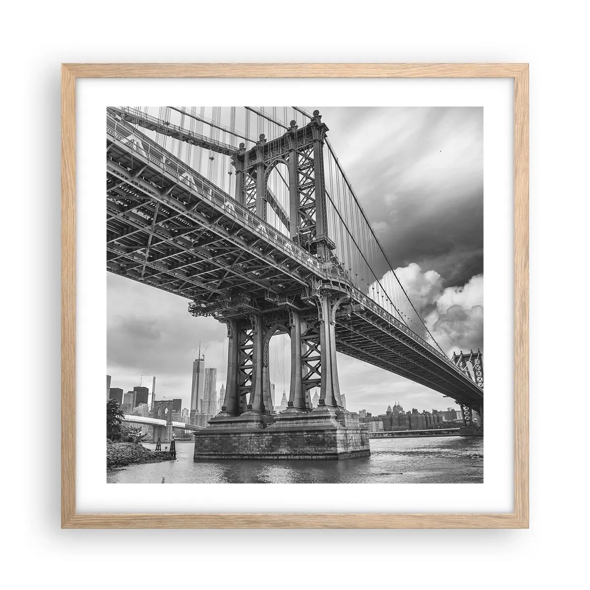 Poster în ramă de stejar deschis - Spre inima orașului - 50x50 cm