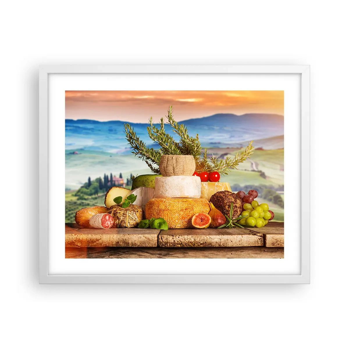 Poster în ramă albă - Bucurie de viață în stil italian - 50x40 cm
