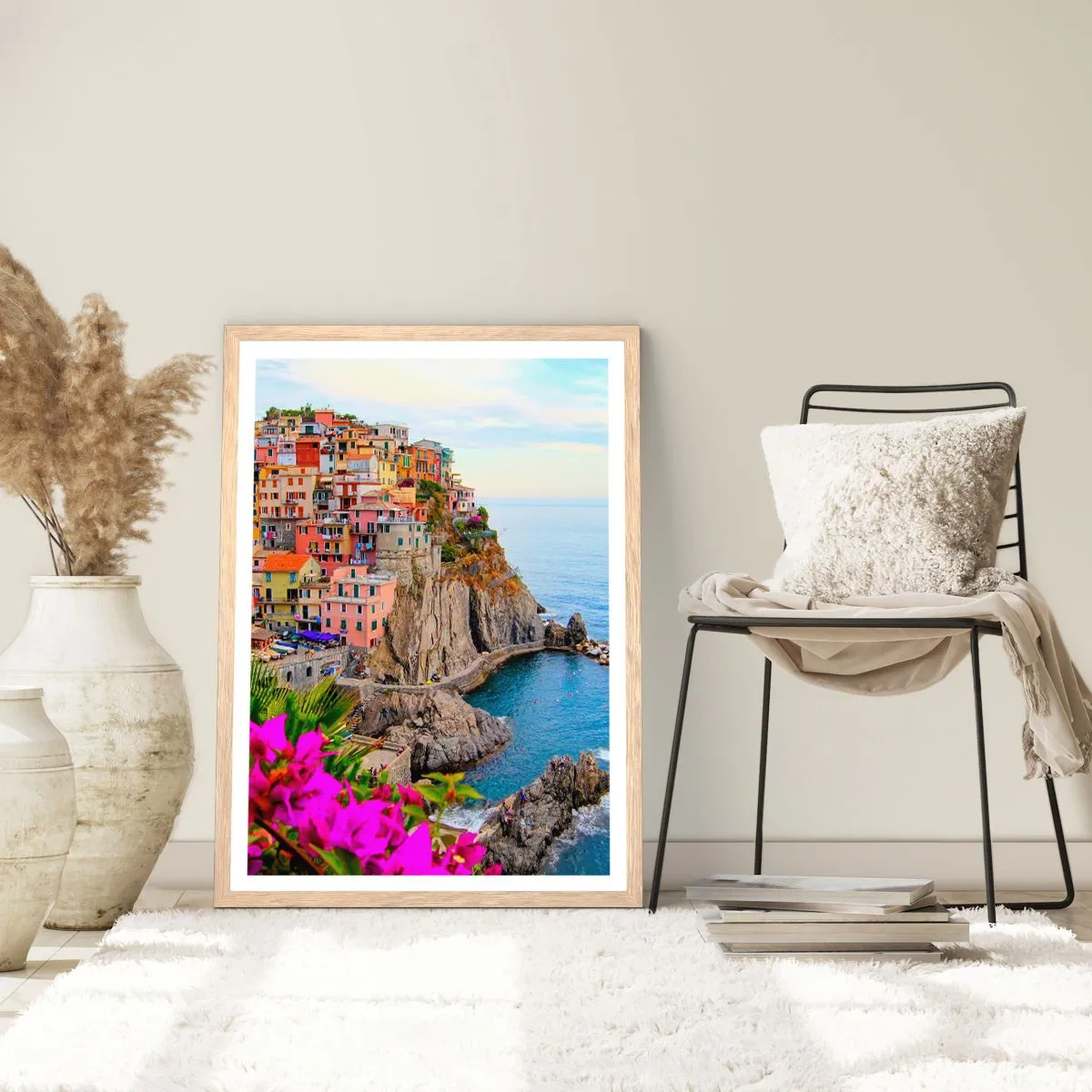 Poster în ramă de stejar deschis - Un oraș care râde - 70x100 cm