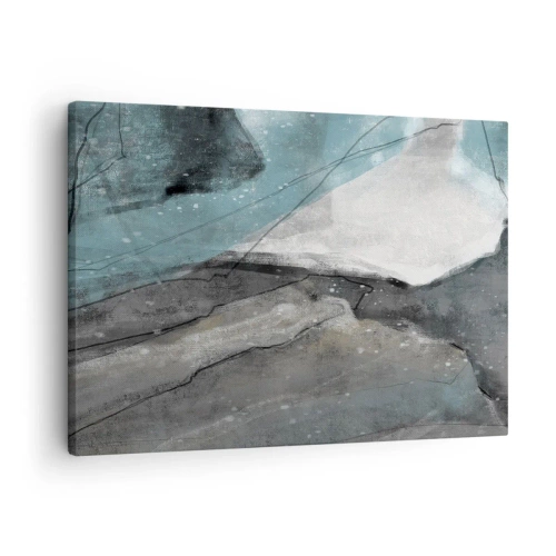 Tablou pe pânză Canvas - Compoziție abstractă în nuanțe de gri și albastru - 70x50cm - Abstracție: roci și gheață - Decorațiune modernă pentru perete pentru living și dormitor ARTTOR