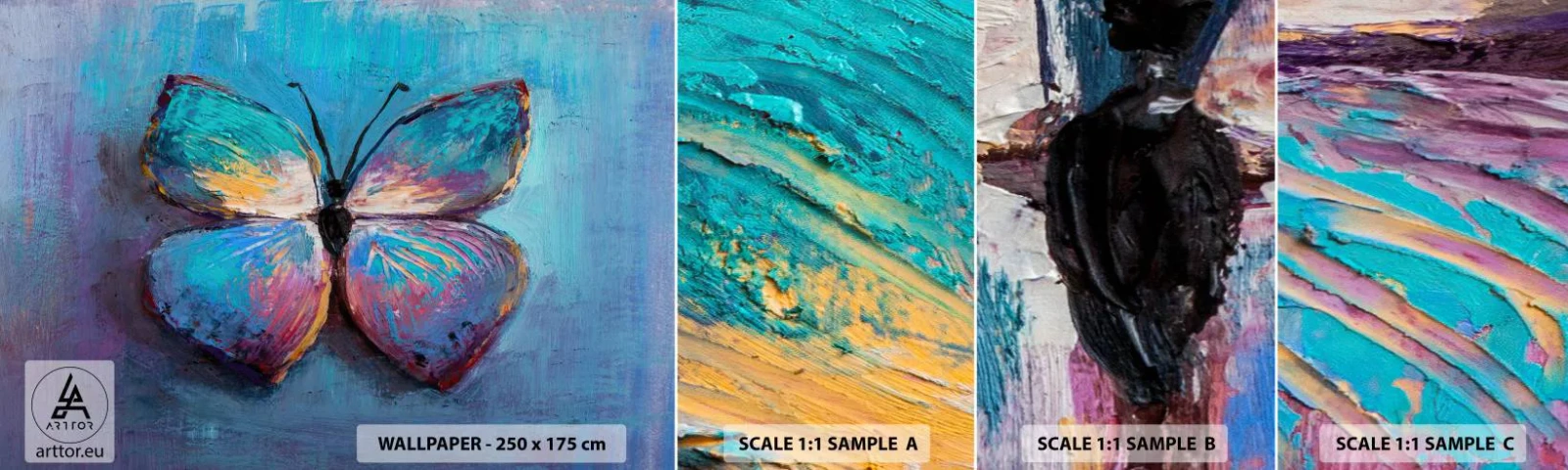 Mostră tapet autocolant Deluxe Sticker - În plină glorie - Fluture, Bucată, Pictura - 100x30 cm