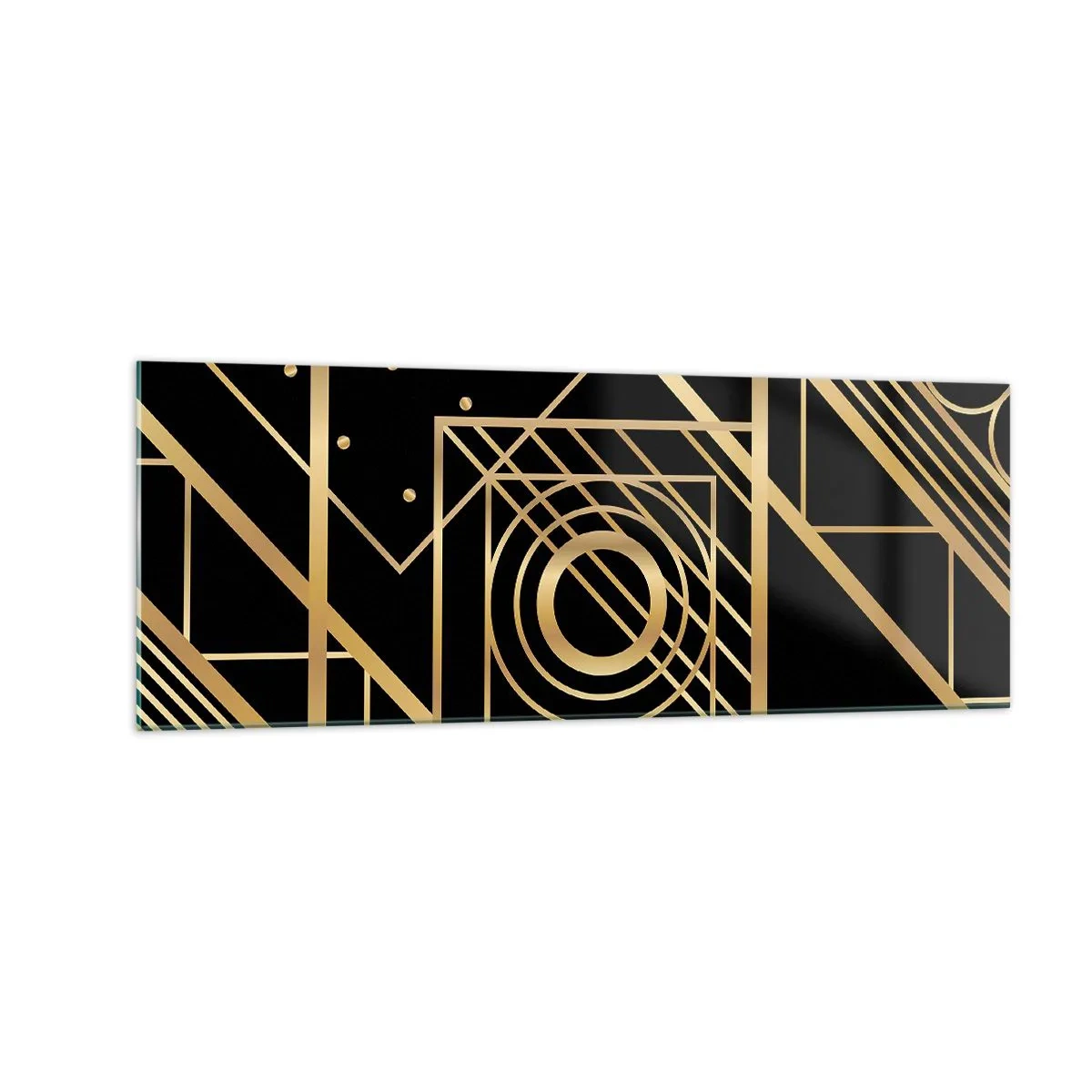 Tablou pe sticlă - Geometrie de aur - 140x50 cm