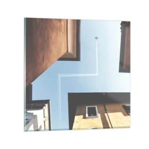 Tablou pe sticlă - Deasupra labirintului urban - 70x70 cm