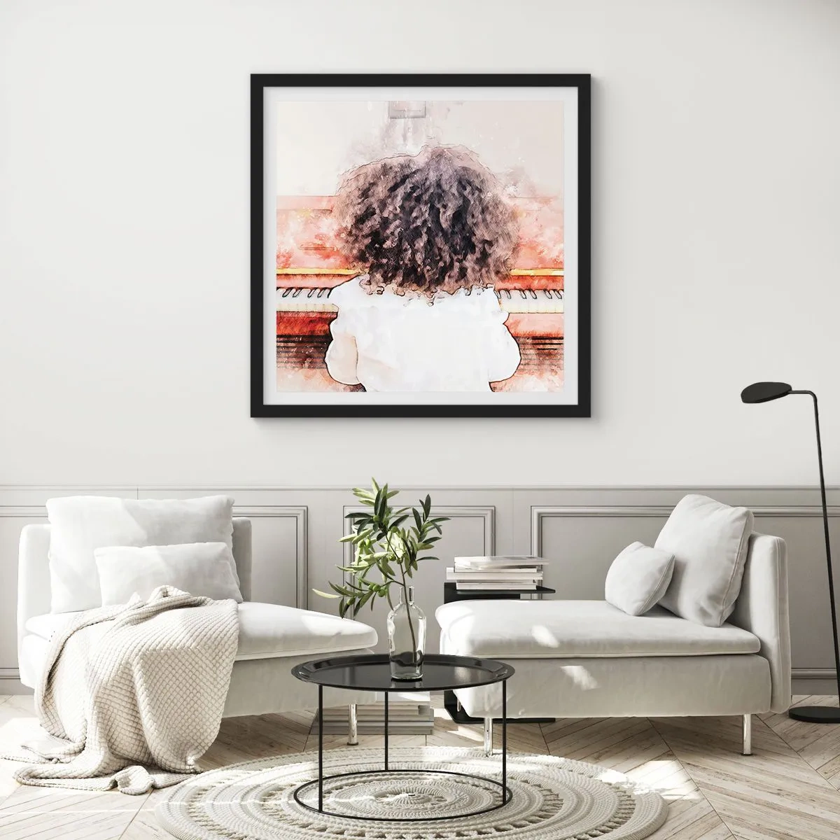 Poster în ramă neagră - Într-o lume a muzicii - 30x30 cm