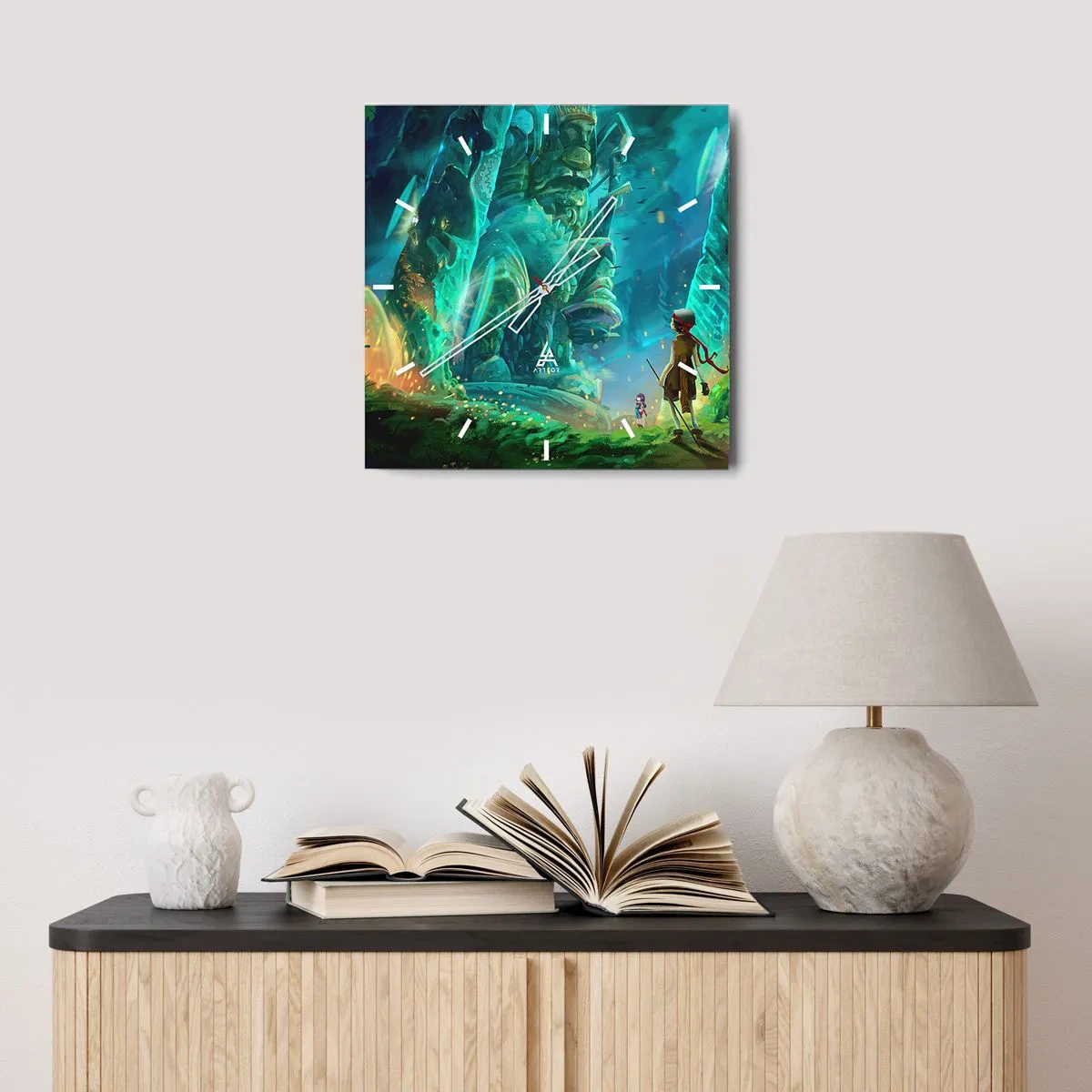 Ceas de perete - Ceas pe sticlă - Din Marea Carte a Basmelor - 30x30 cm