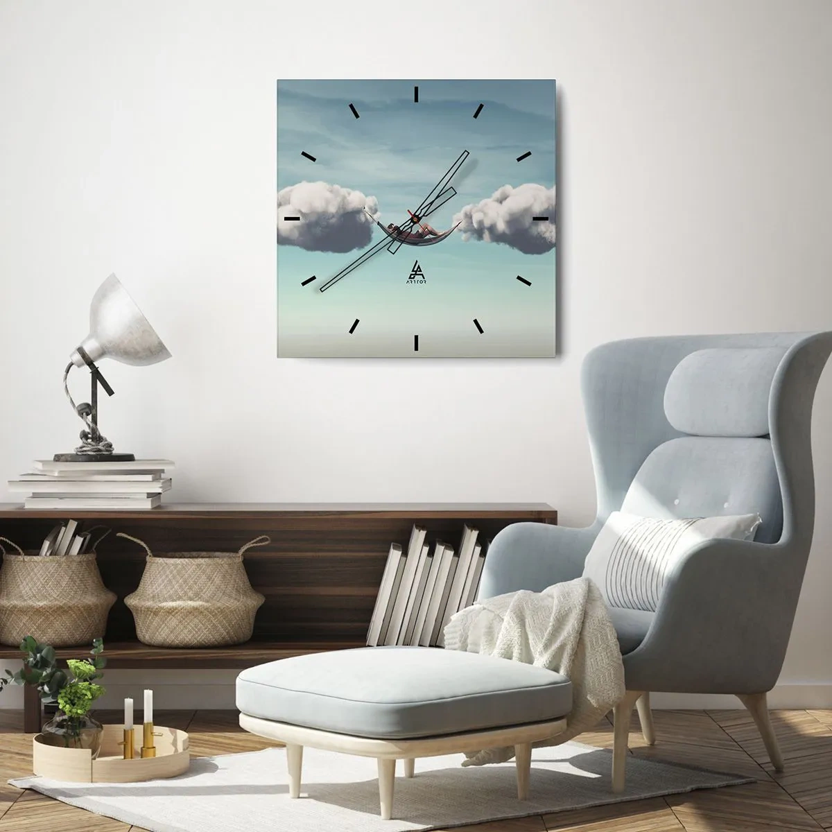 Ceas de perete - Ceas pe sticlă - Fericirea momentului - 30x30 cm