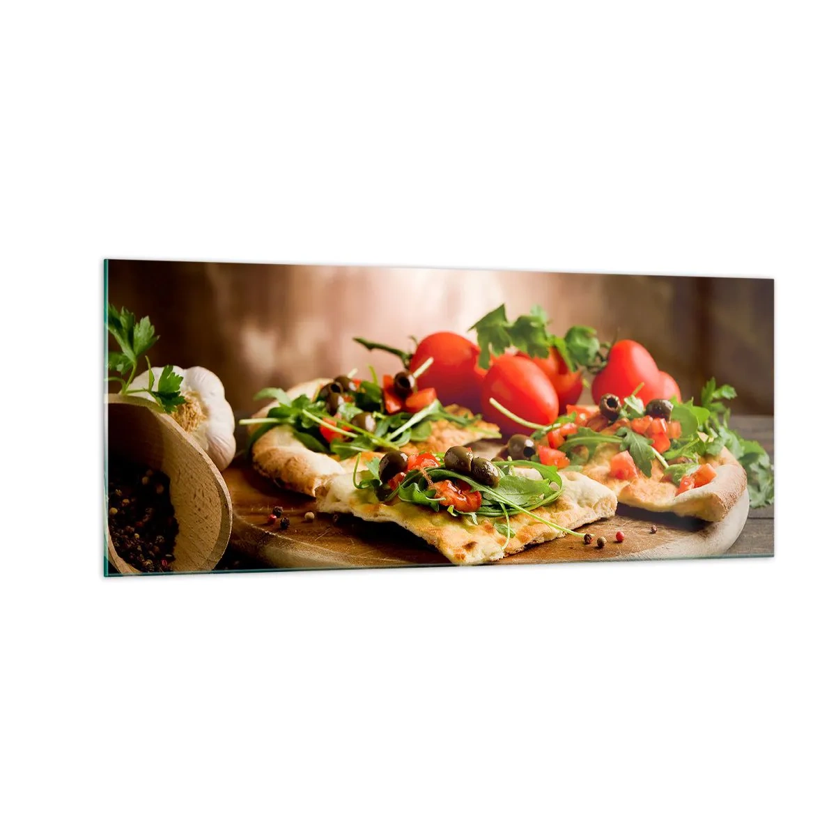 Tablou pe sticlă - Direct din cuptor și din grădină - 100x40 cm