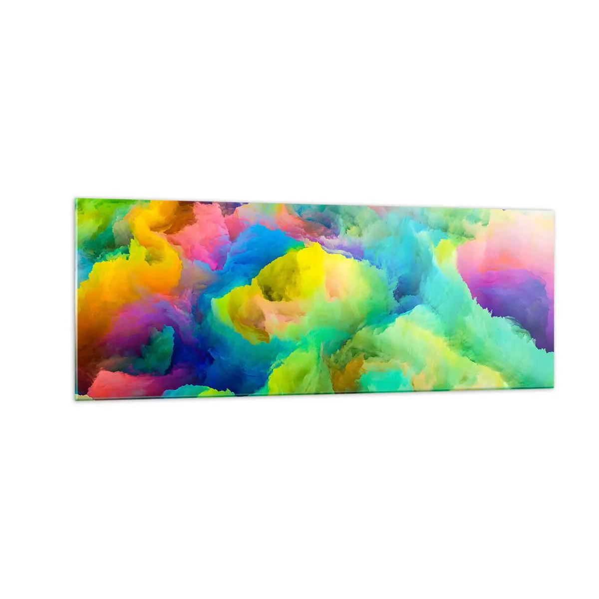 Tablou pe sticlă - Puf multicolor - 140x50 cm