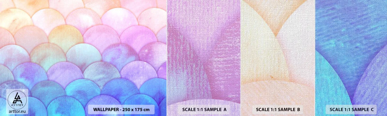 Mostră tapet Premium Canvas - Coajă de perlă - Pastel, Bule, Cântare - 100x30 cm