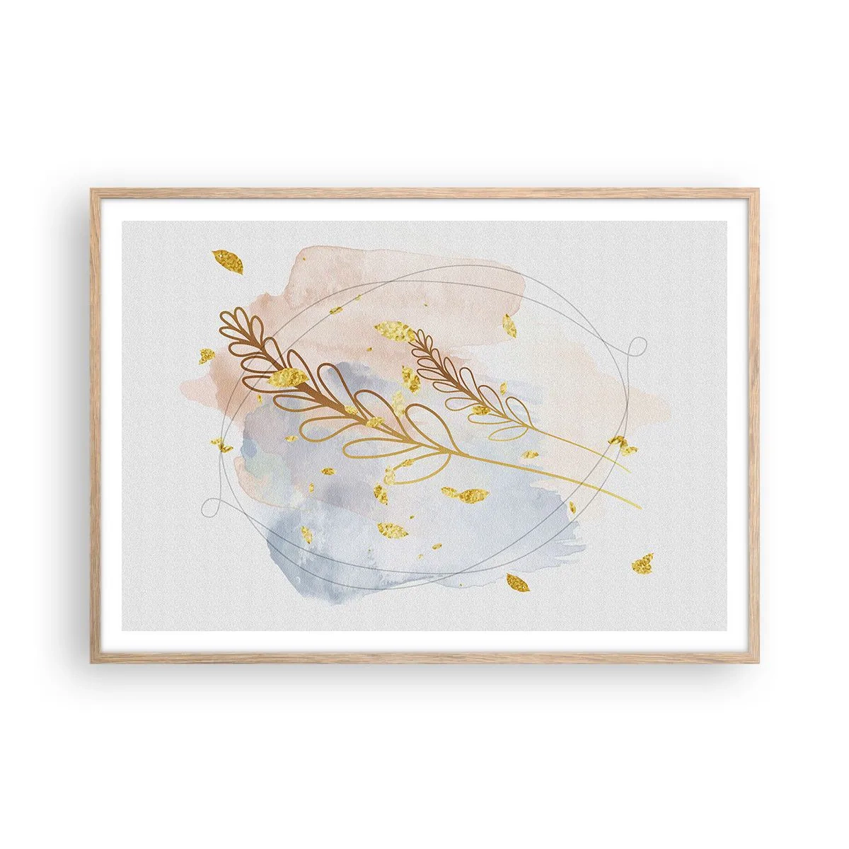 Poster în ramă de stejar deschis - Suflul de aur - 100x70 cm