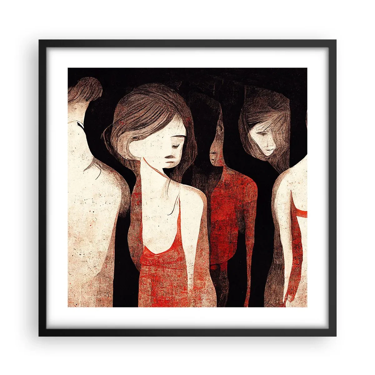 Poster în ramă neagră - Madonele întunericului - 50x50 cm