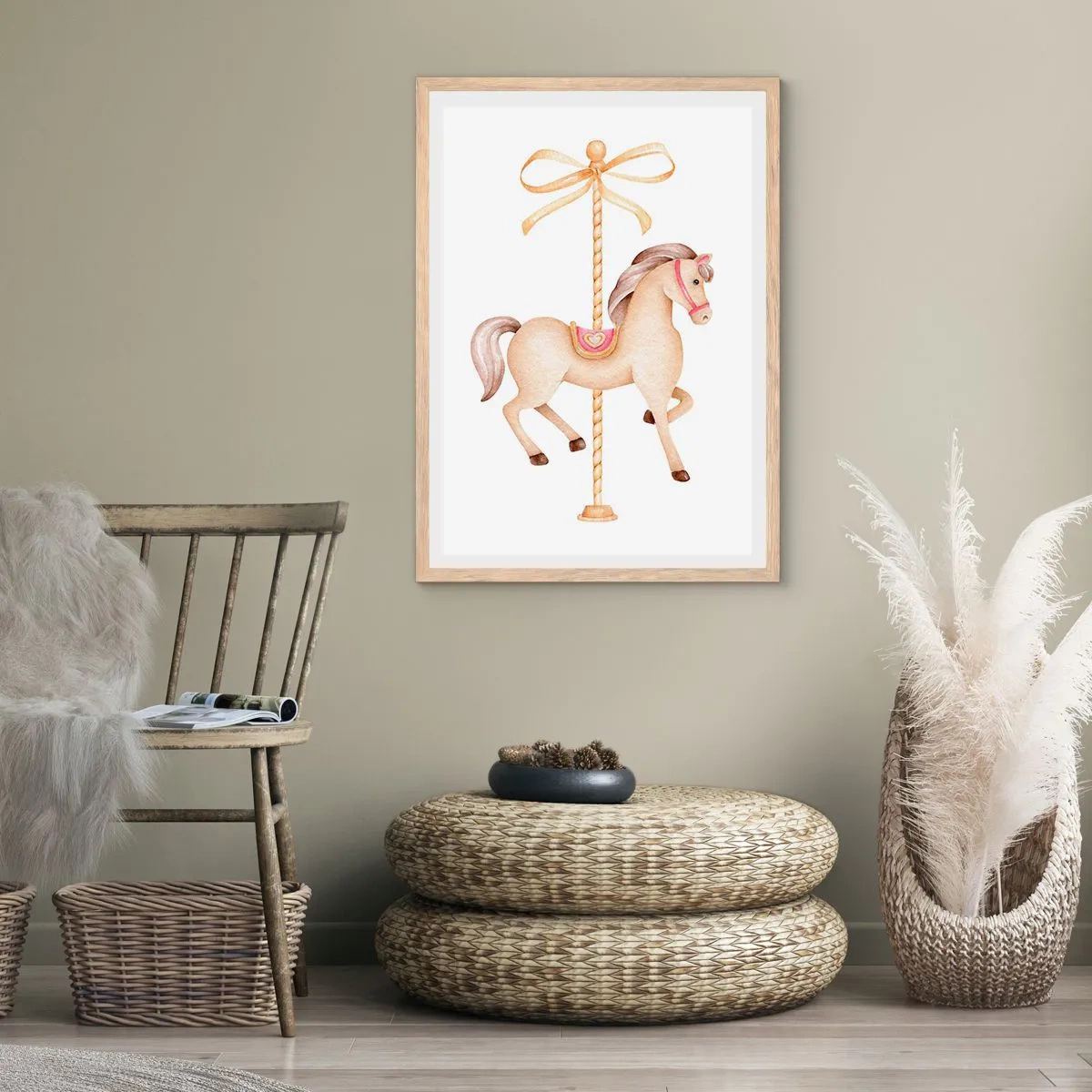 Poster în ramă de stejar deschis - Într-un trap grațios - 50x70 cm