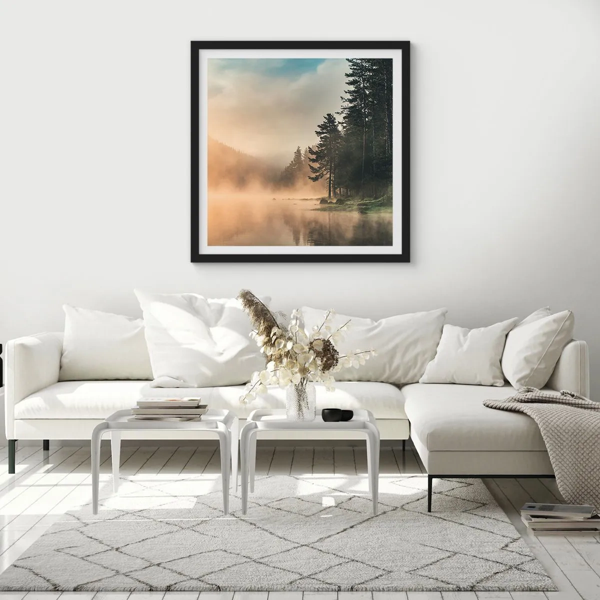 Poster în ramă neagră - Nașterea unei zile - 30x30 cm
