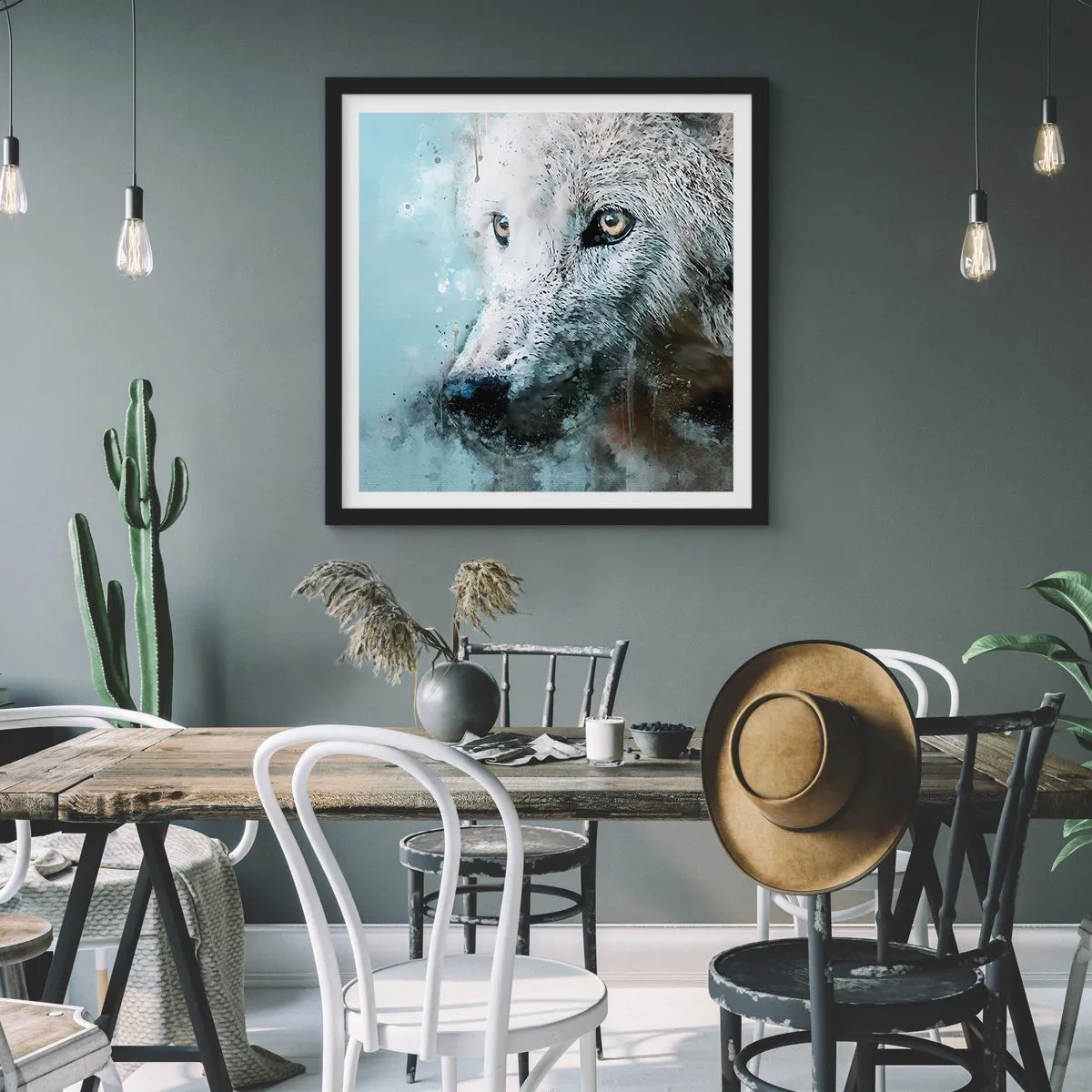 Poster în ramă neagră - Faceți cunoștință cu sufletul lupului - 30x30 cm