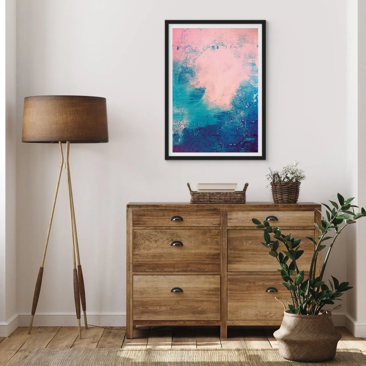 Poster în ramă neagră - Îmbrățișare albastră - 61x91 cm