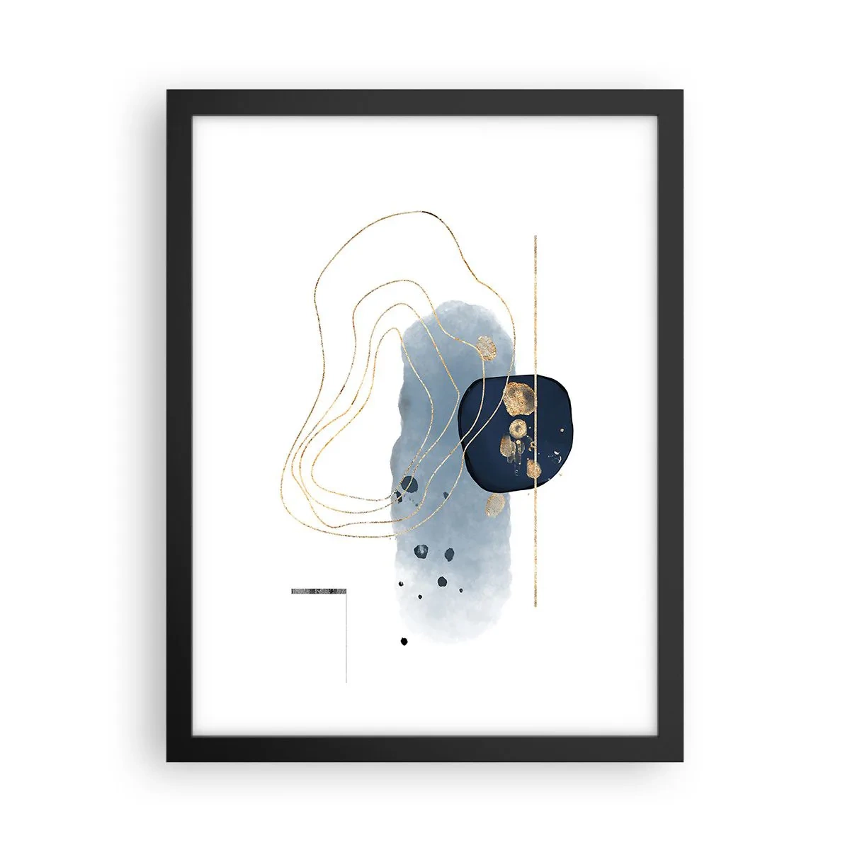 Poster în ramă neagră - Fantezie albastru-auriu - 30x40 cm