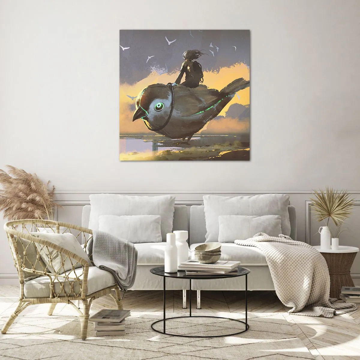 Tablou pe sticlă - O oprire într-o călătorie fantastică - 40x40 cm