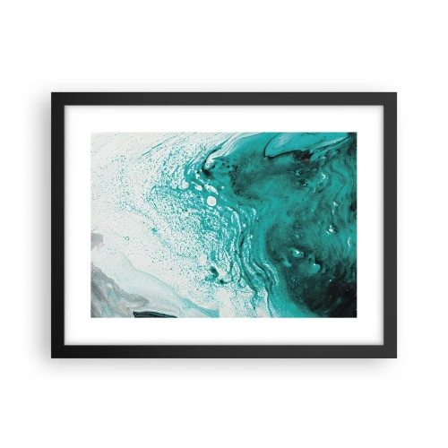 Poster în ramă neagră - Dizolvându-se în alb și turcoaz - 40x30 cm