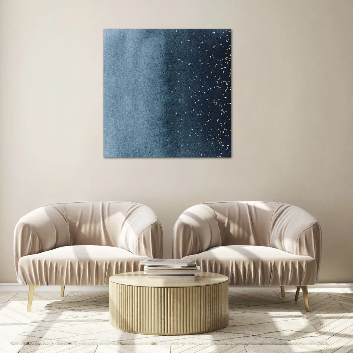 Tablou pe sticlă - Compoziție - faze albastre - 70x70 cm