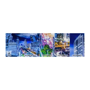 Mostră tapet Premium Sand - Ritmurile orașului de noapte - Oraș, Bangkok, Arhitectură - 100x30 cm