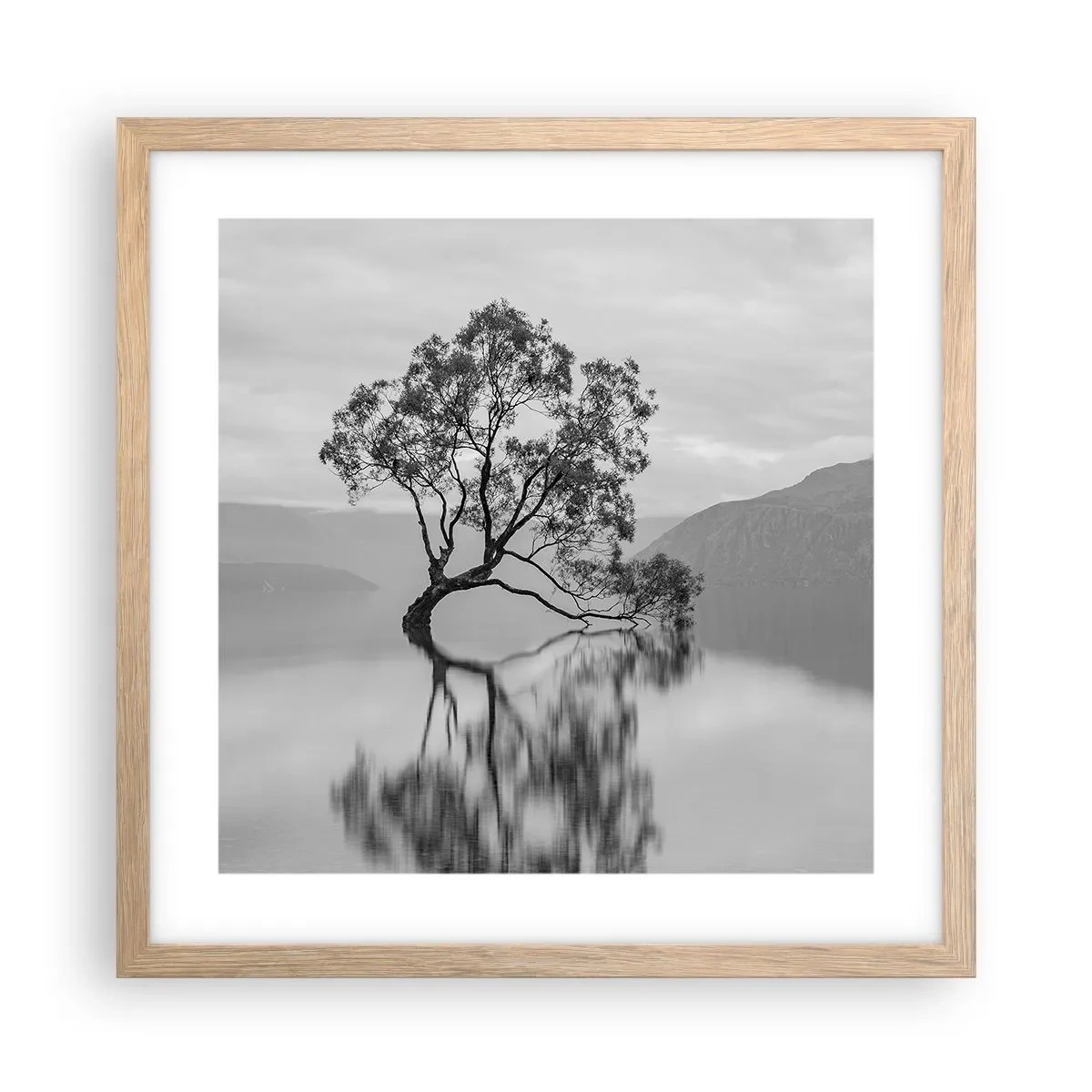 Poster în ramă de stejar deschis - Există o țară - 40x40 cm