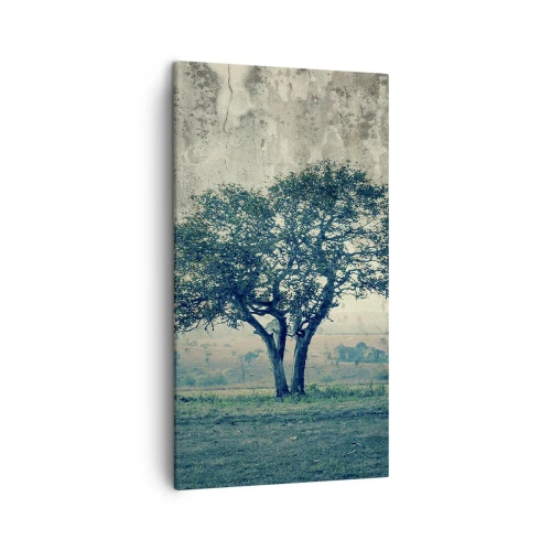 Tablou pe pânză - Un măr pe o pajiște albastră? - 45x80 cm