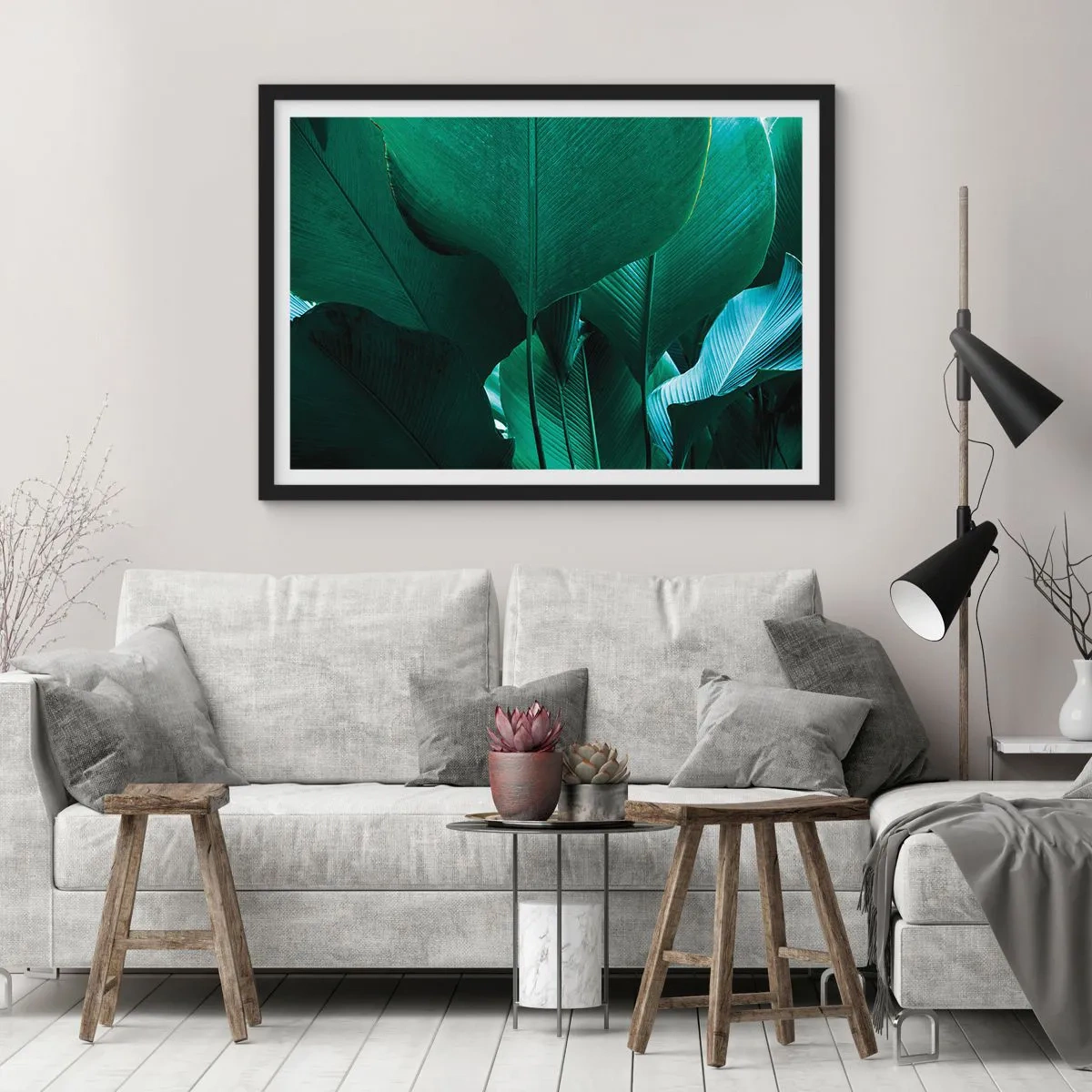 Poster în ramă neagră - Cu frunza la lumină - 91x61 cm