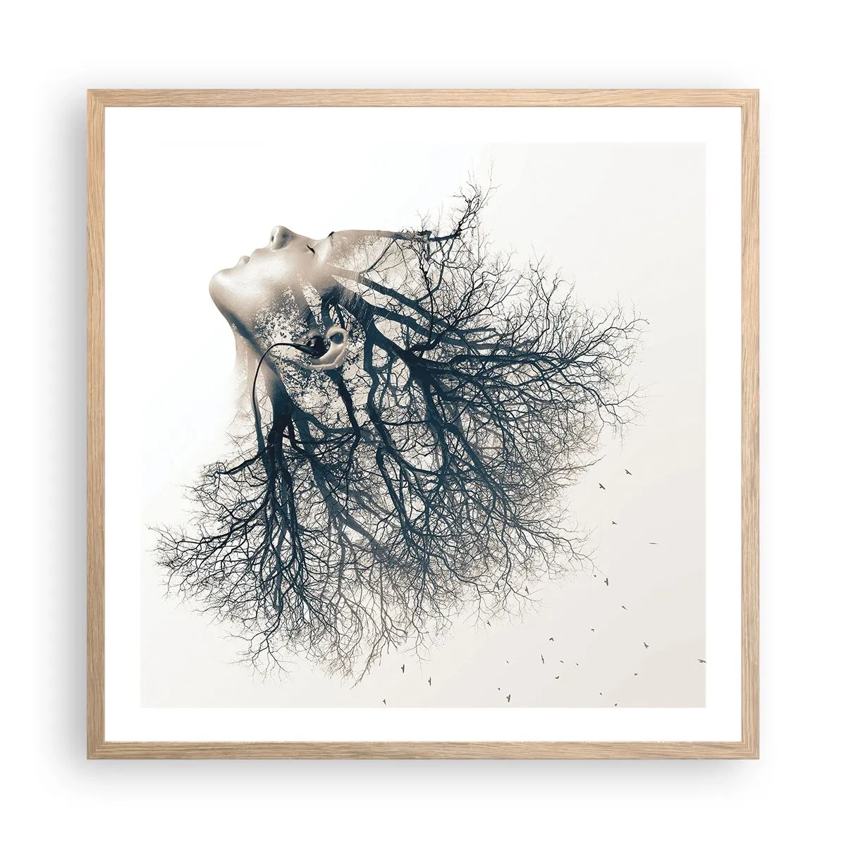 Poster în ramă de stejar deschis - Ascultând șoapta copacului - 60x60 cm