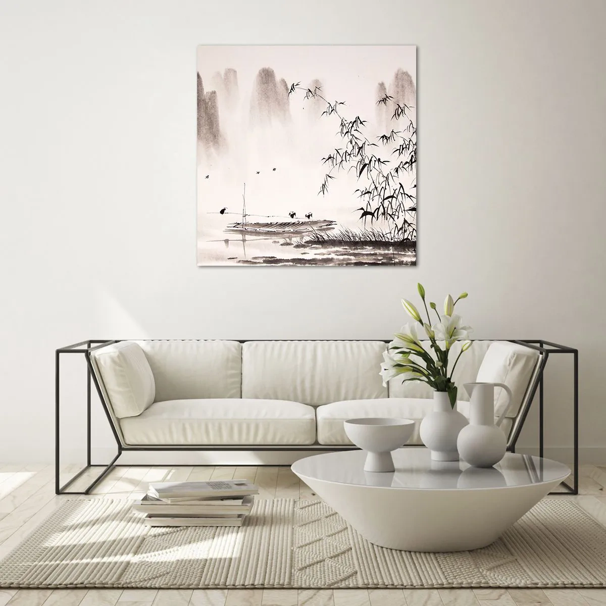 Tablou pe sticlă - Liniștea câmpurilor de orez - 70x70 cm