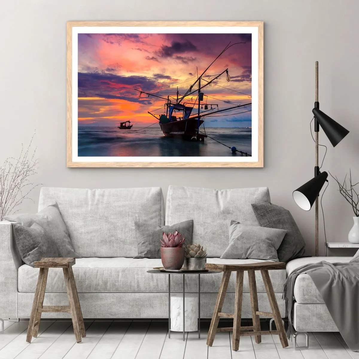 Poster în ramă de stejar deschis - O seară exotică - 100x70 cm