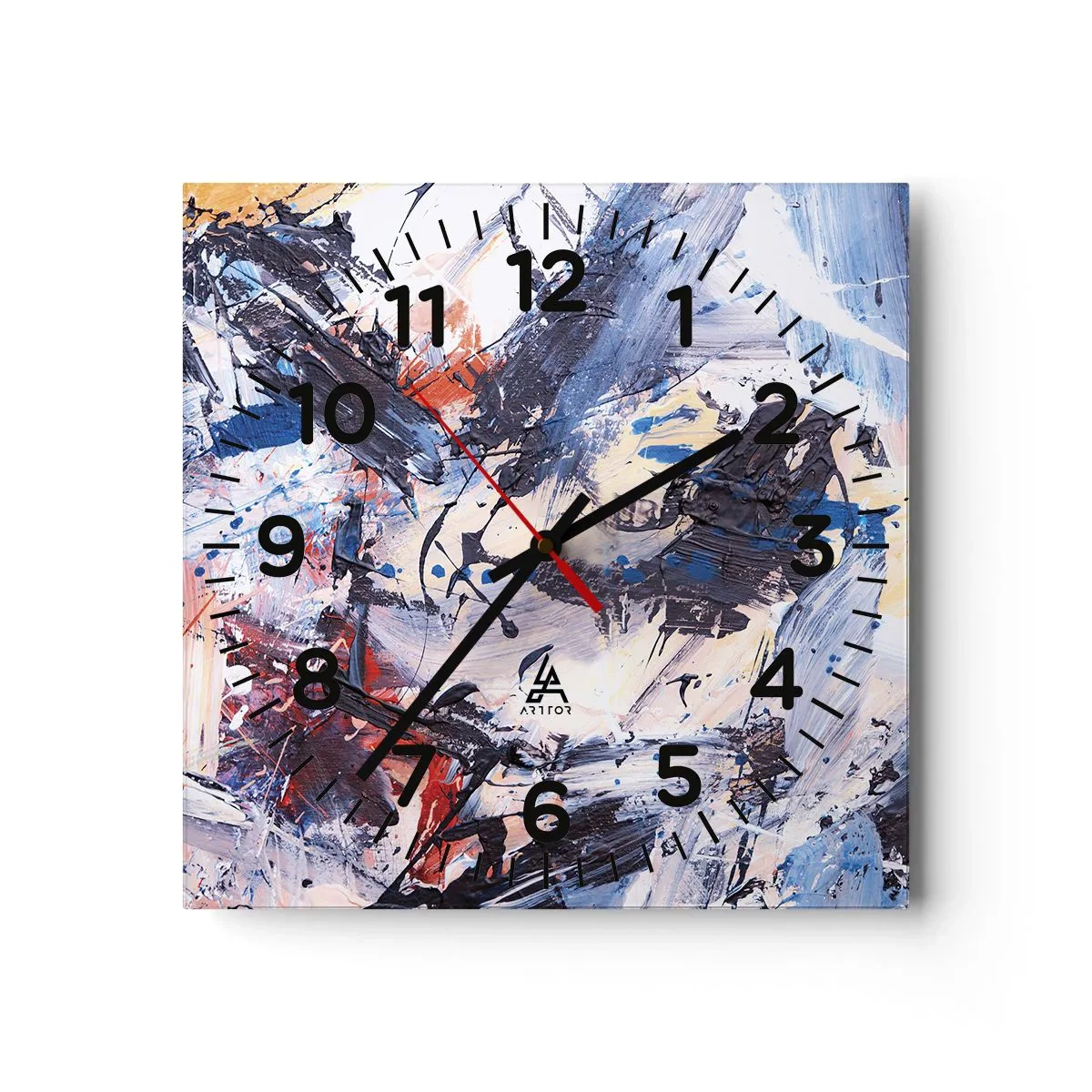 Ceas de perete - Ceas pe sticlă - Dansul nebun al abstracției - 30x30 cm